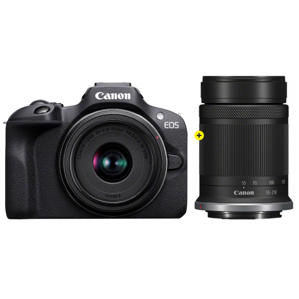 Canon EOS F/5-7.1 Kamera 55-210mm R100 RF-S STM + SCHWARZ RF-S 18-45 + IS - STM Express IS