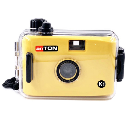 anTON K1 filmkamera met onderwaterbehuizing, geel