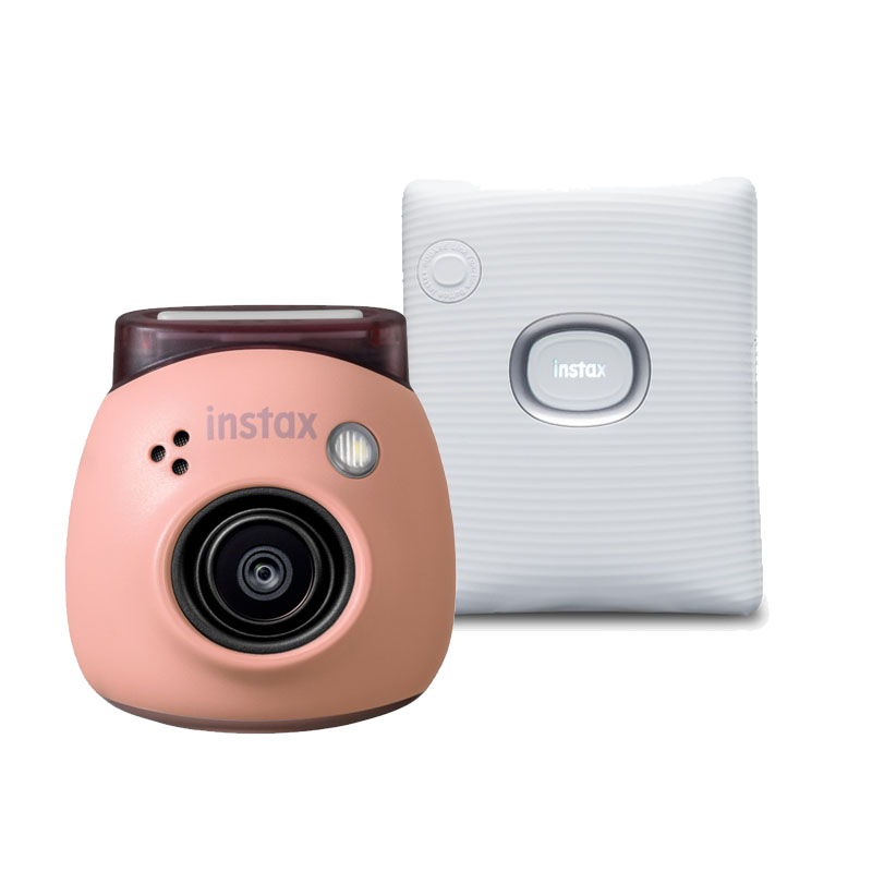 Fujifilm INSTAX PAL digital camera, Powder Pink + printer SQUARE Link, White