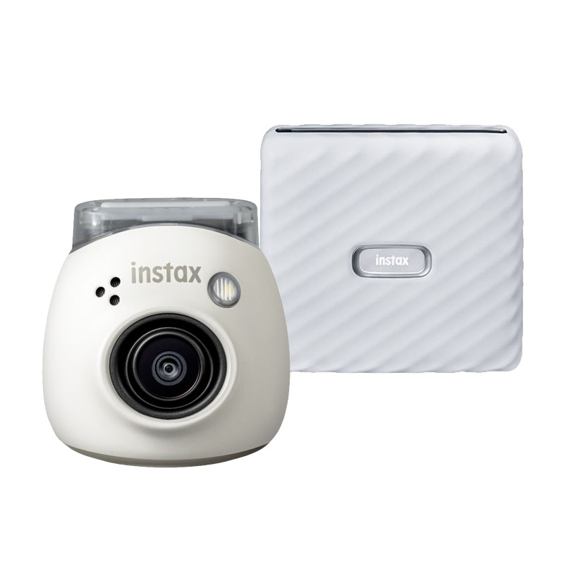 Fujifilm INSTAX PAL digital camera, Milky White + printer Link WIDE, Ash White
