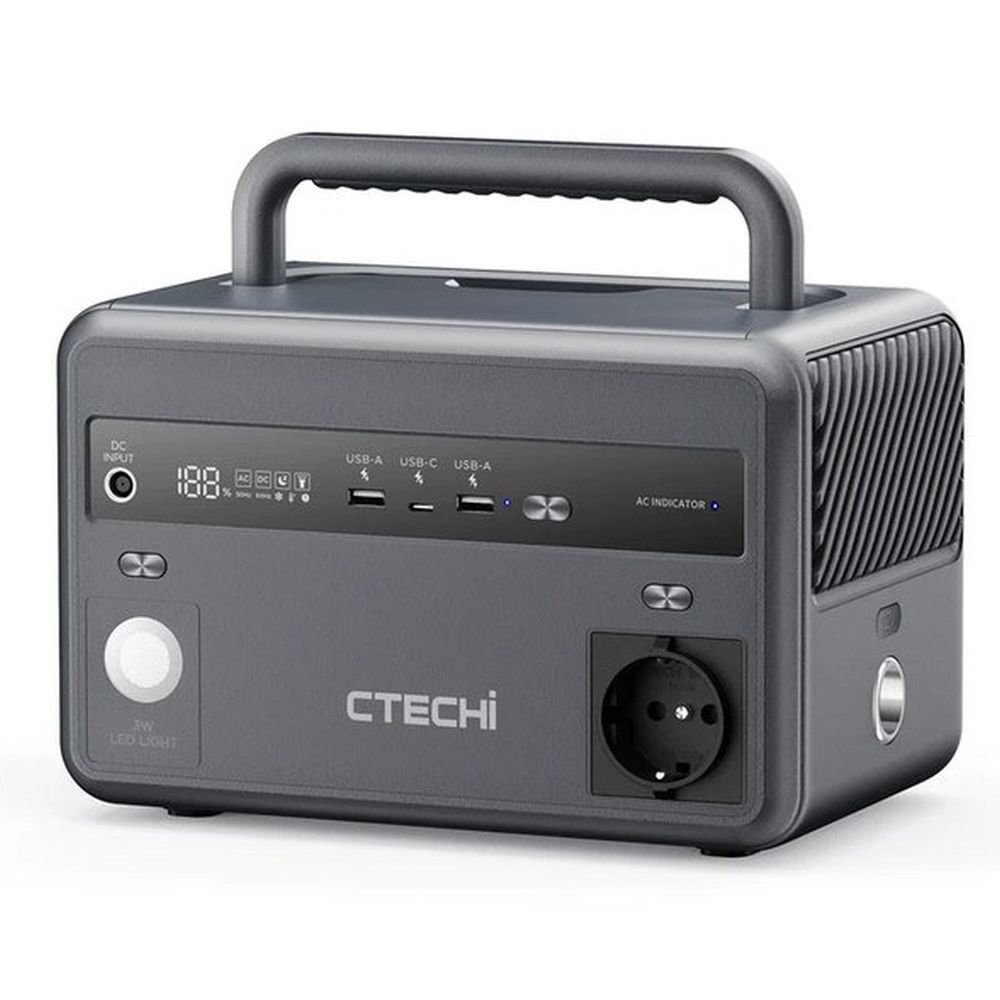 CTECHI GT300 - Draagbare Powerstation - 300W - Met LifePO4 Batterij 299Wh - Aggregaat - Geschikt voor Outdoor - Noodverlichting -