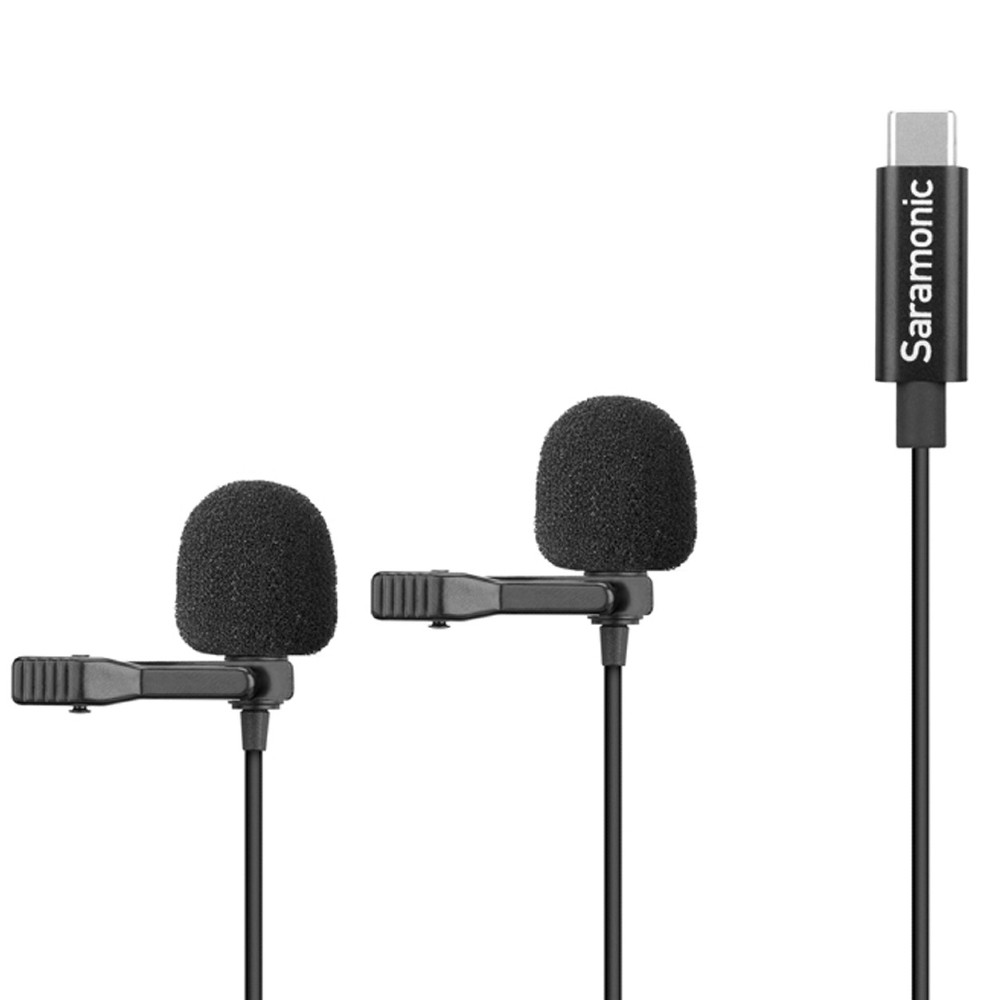 Saramonic LavMicro U3C met 2 x lavaliers microfoons naar USB-C voor telefoons/computers met 5 meter kabel