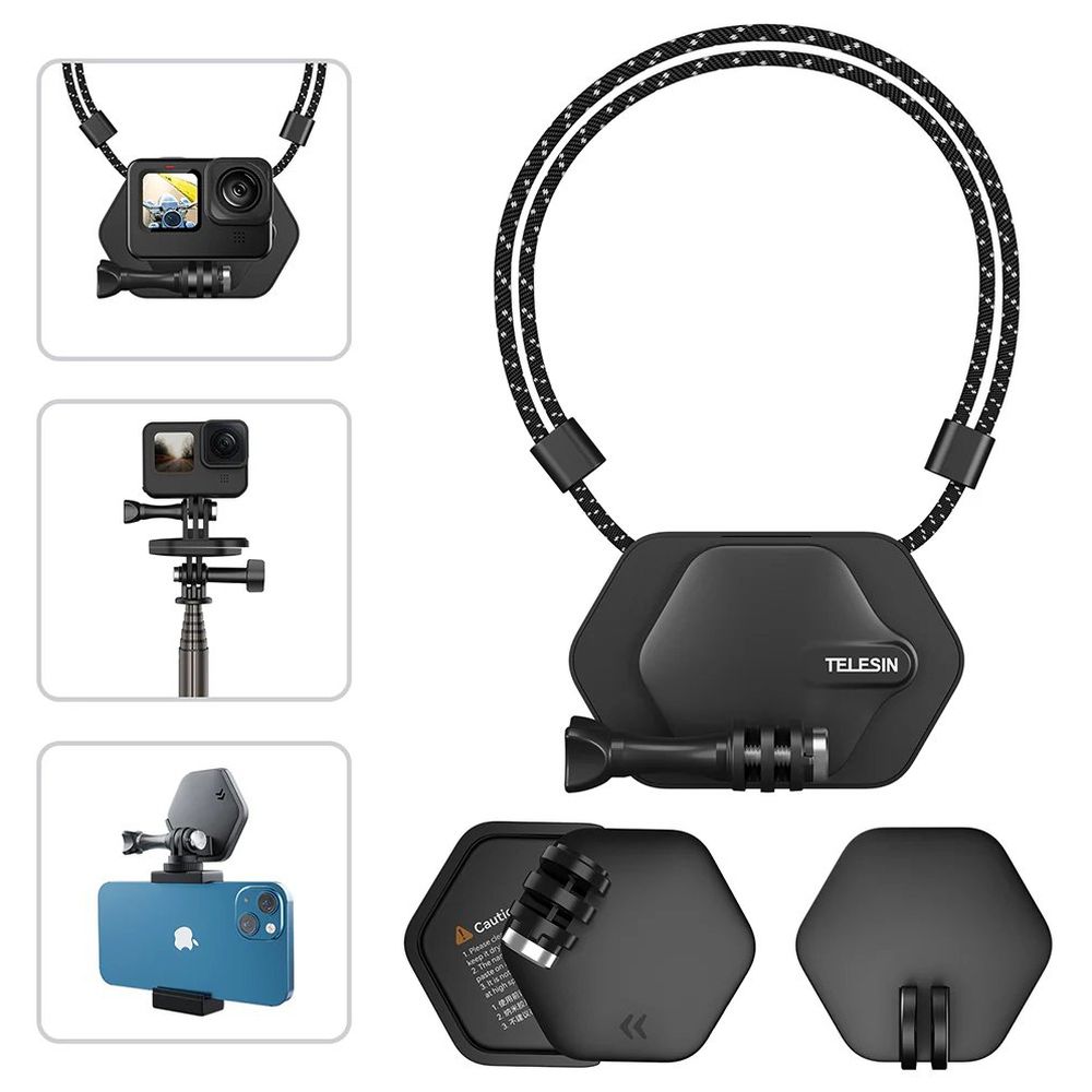 TELESIN Set Magnetische Beugel Uitbreiding Nek Mount / Quick Release voor GoPro en Action Cameras