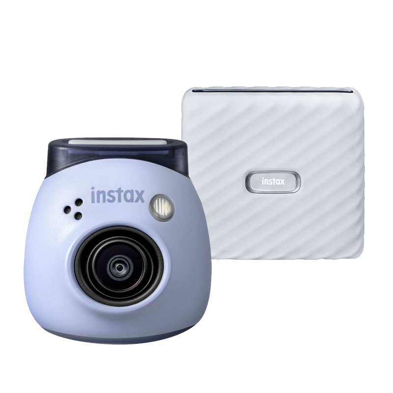 Fujifilm INSTAX PAL digital camera, Lavender Blue + printer Link WIDE, Ash White