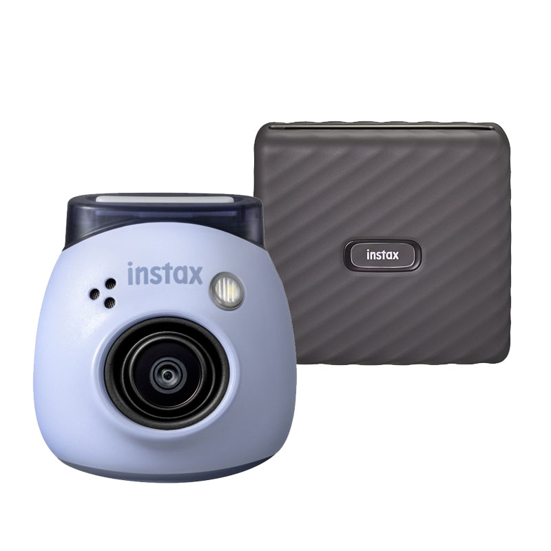 Fujifilm INSTAX PAL digital camera, Lavender Blue + printer Link WIDE, Mocha Gray