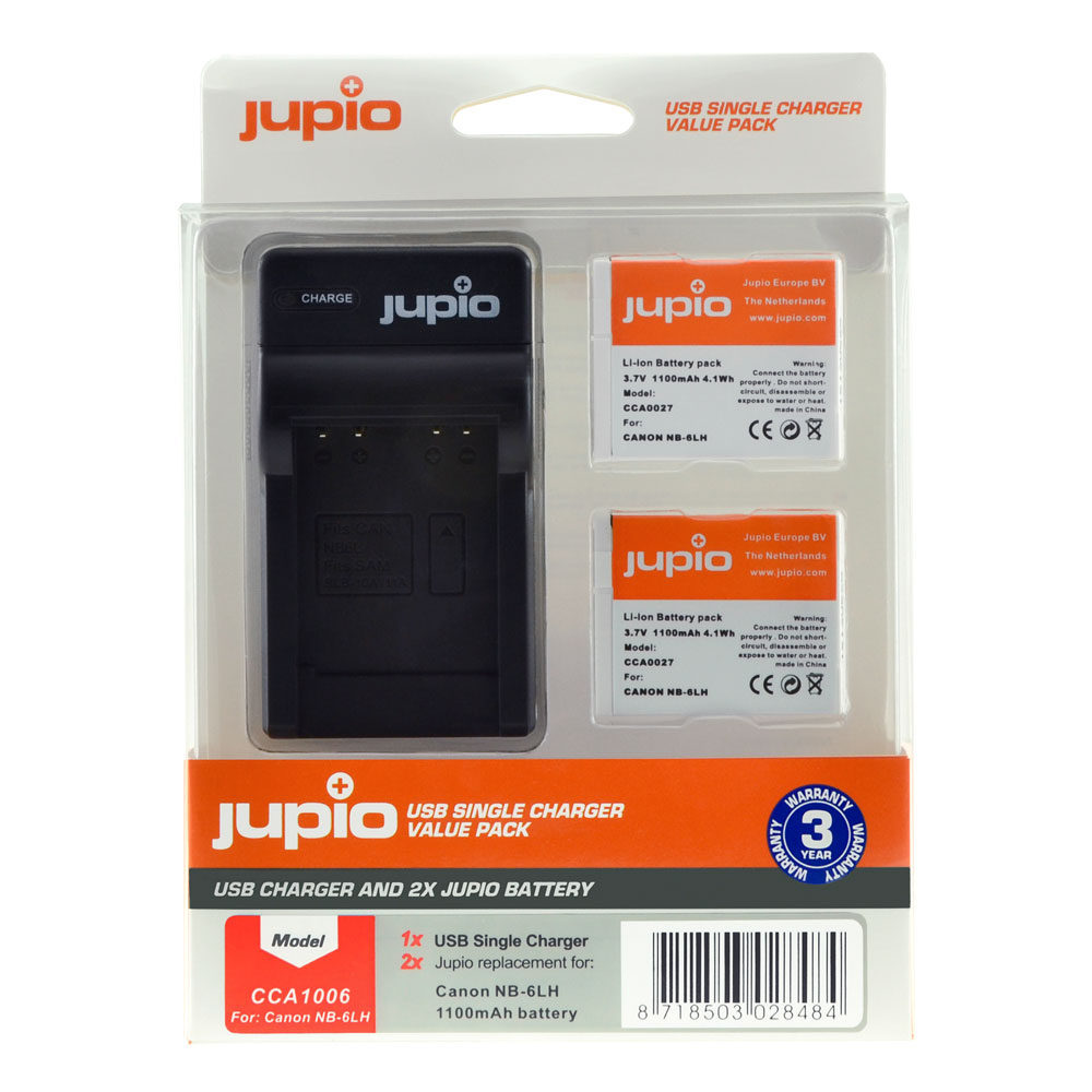 Jupio Kit met 2x Battery NB-11L + USB Single Charger