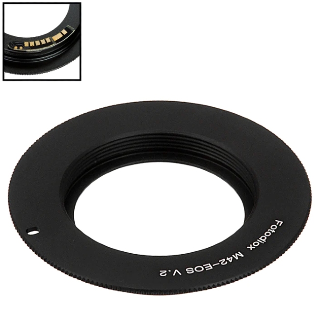 Fotodiox Lens Mount Adapter Compatible with M42 Type 2 Screw Mount SLR Lens to Canon EOS (EF, EF-S) Mount SLR Camera Body - with Generation v10 Focus Confirmation Chip