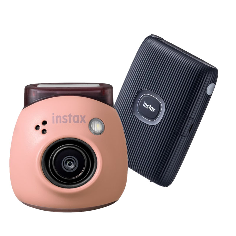 Fujifilm INSTAX PAL digital camera, Powder Pink + INSTAX mini Link 2, Space Blue