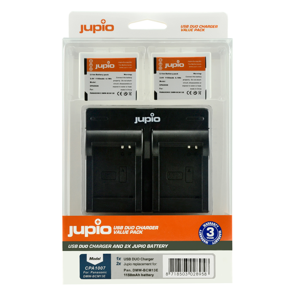 Jupio Kit: 2x Battery DMW-BCM13E + USB Dual Charger