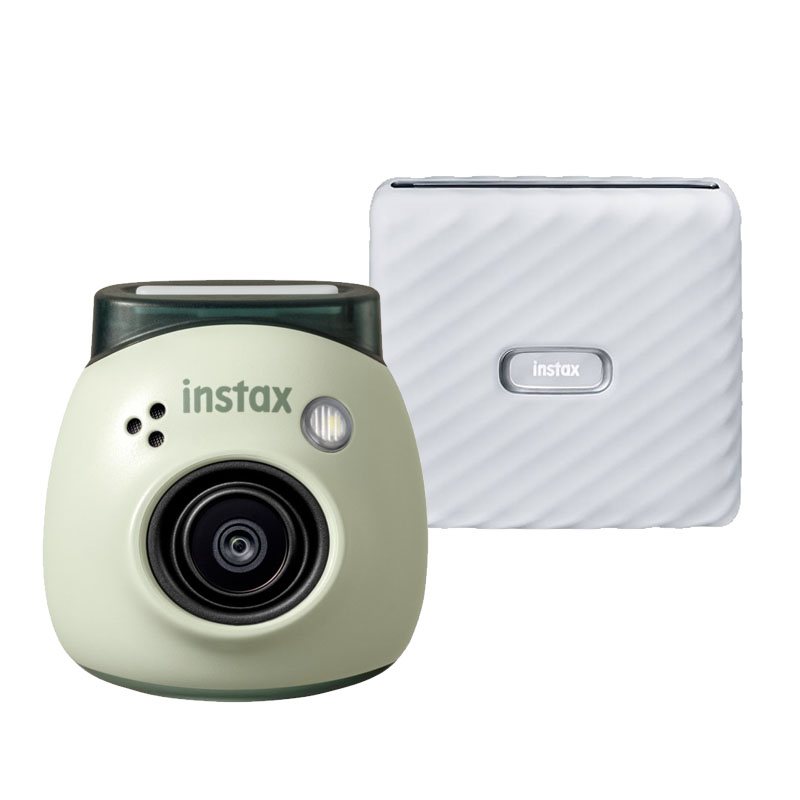 Fujifilm INSTAX PAL digital camera, Pistachio Green + printer Link WIDE, Ash White