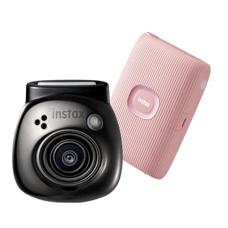 Fujifilm INSTAX PAL digital camera, Gem Black + printer mini Link 2, Soft Pink