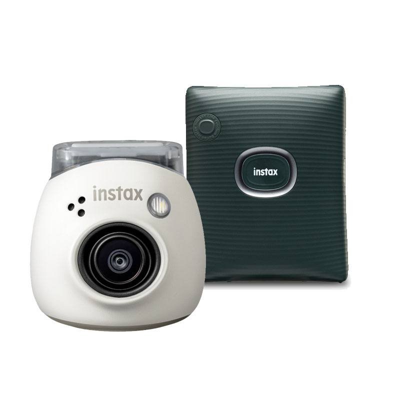Fujifilm INSTAX PAL digital camera, Milky White + printer SQUARE Link, Green