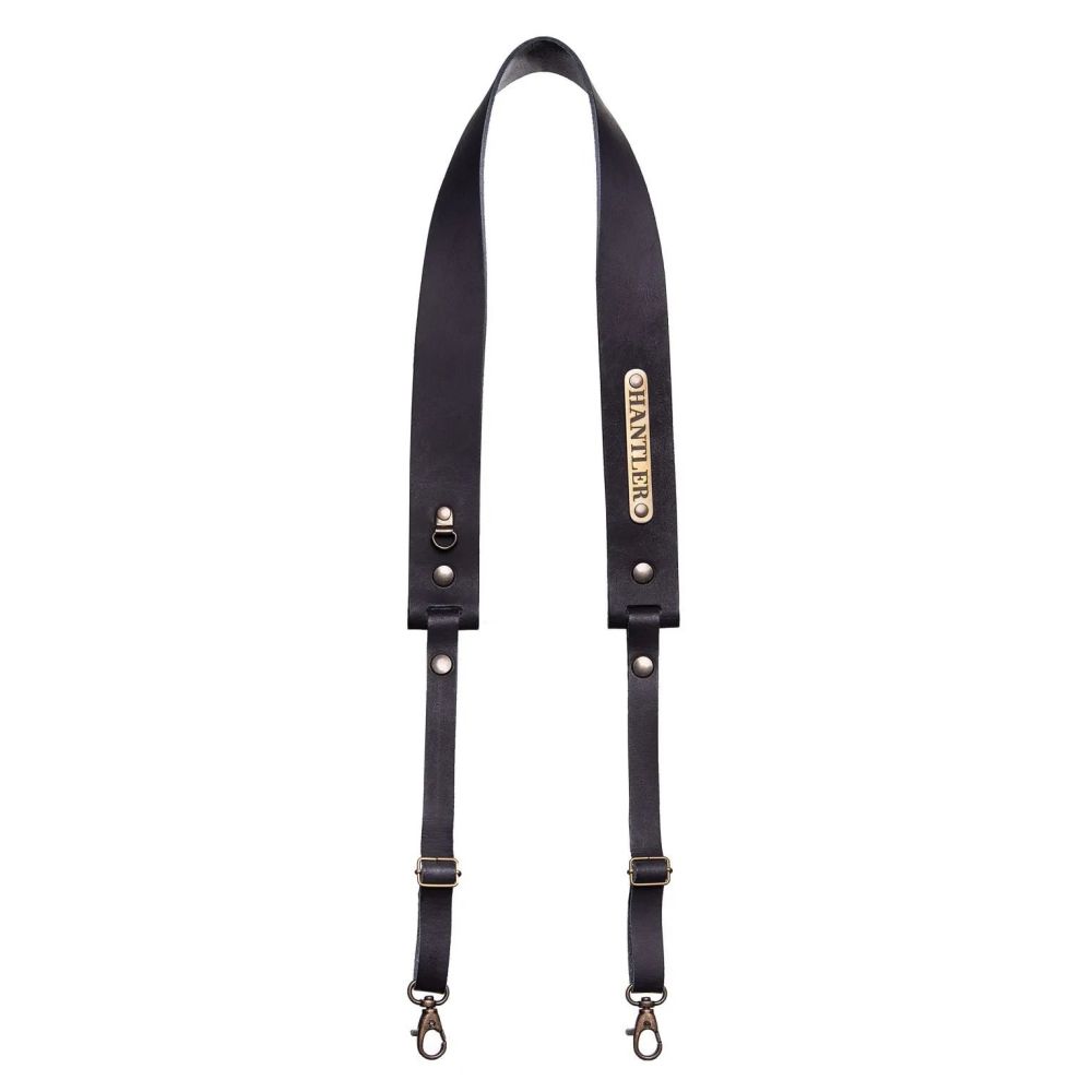 Camera neck strap - classic black brass (zwart)