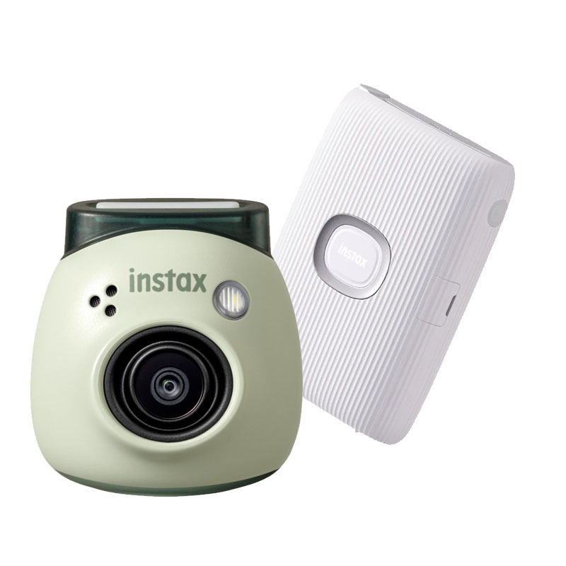 Fujifilm INSTAX PAL digital camera, Pistachio Green + printer mini Link 2, Clay White