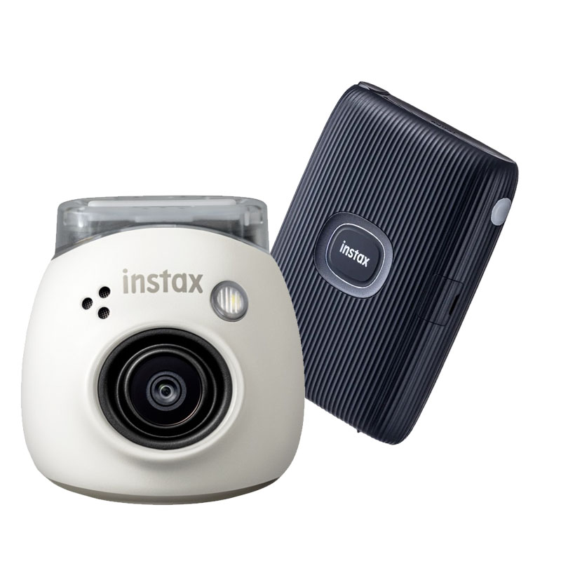 Fujifilm INSTAX PAL digital camera, Milky White + INSTAX mini Link 2, Space Blue