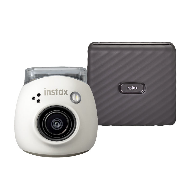Fujifilm INSTAX PAL digital camera, Milky White + printer Link WIDE, Mocha Gray