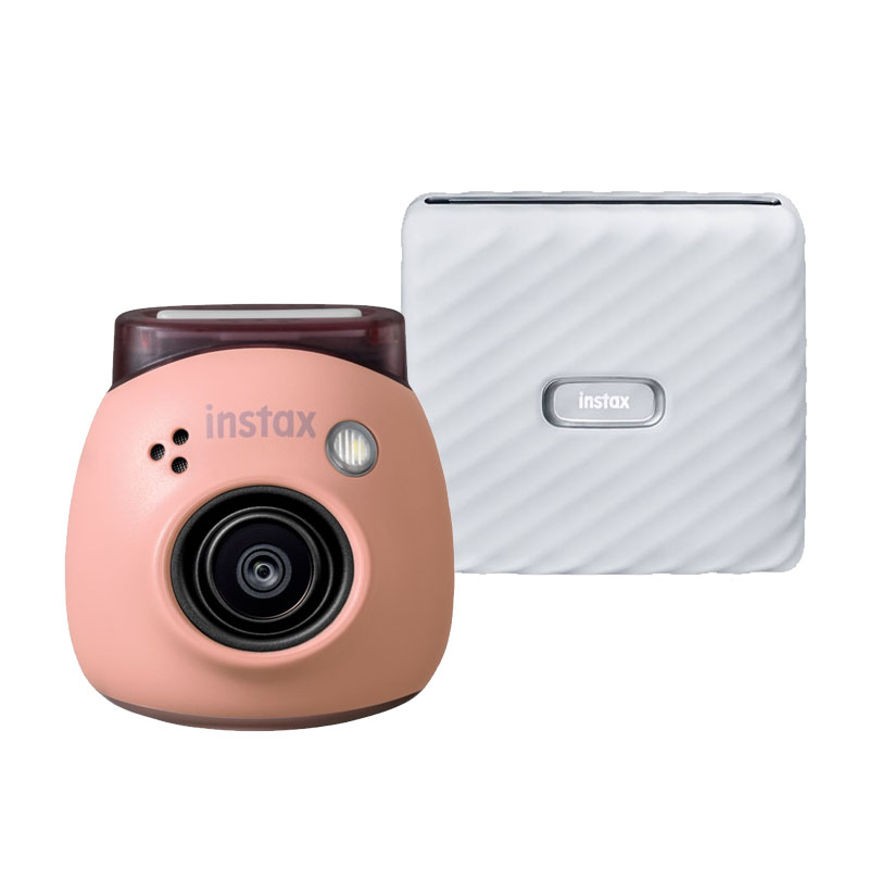 Fujifilm INSTAX PAL digital camera, Powder Pink + printer Link WIDE, Ash White