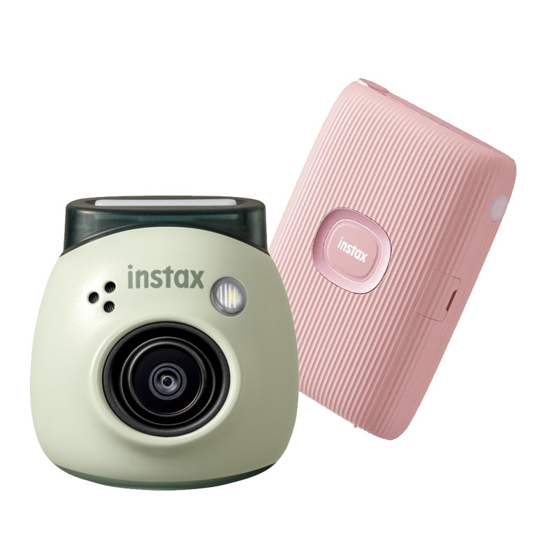 Fujifilm INSTAX PAL digital camera, Pistachio Green + printer mini Link 2, Soft Pink