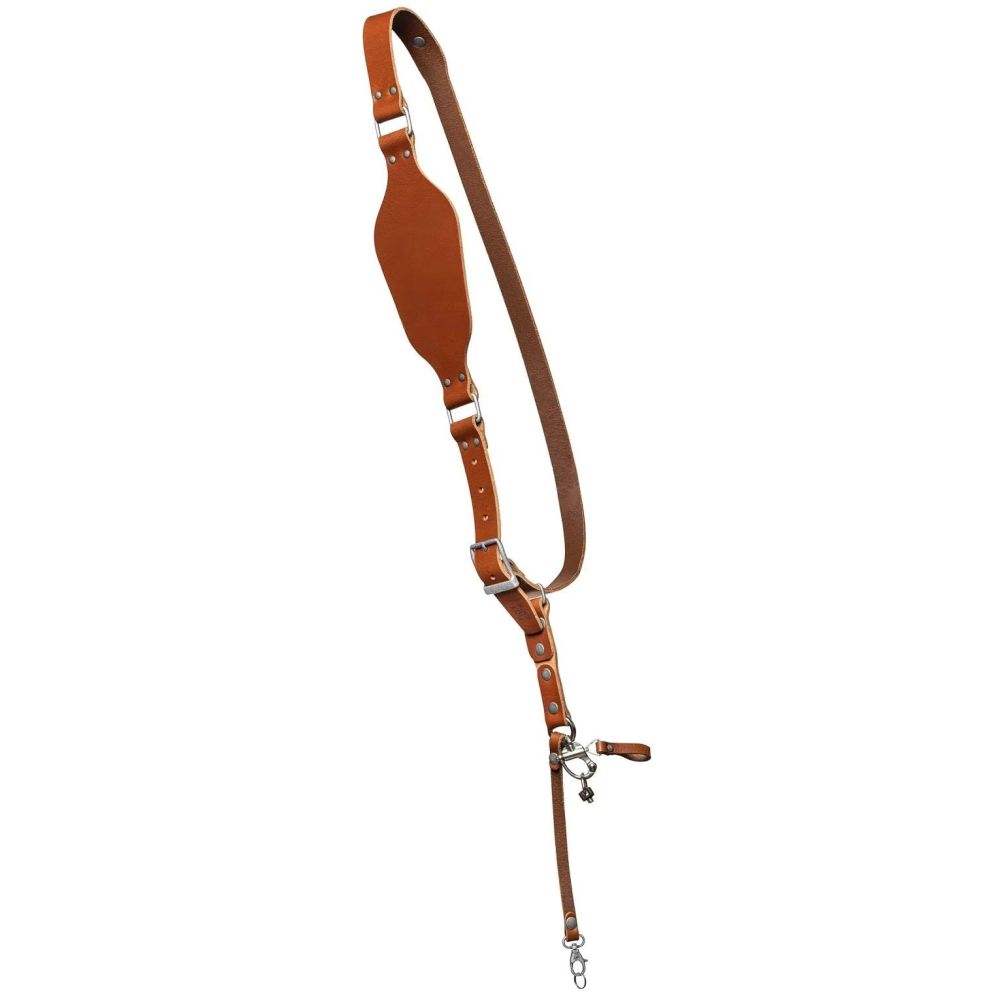 The Hantler schouder camera strap cognac/silver large