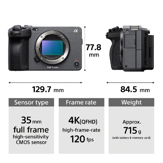  Sony FX3 Full-Frame Cinema Line Camera With 24-70mm f/2.8 GM  II Lens, Bundled With, 128GB Memory Card, Battery Pack with USB-C Port,  82mm Essentials Filter Kit, Shoulder Bag and Cleaning