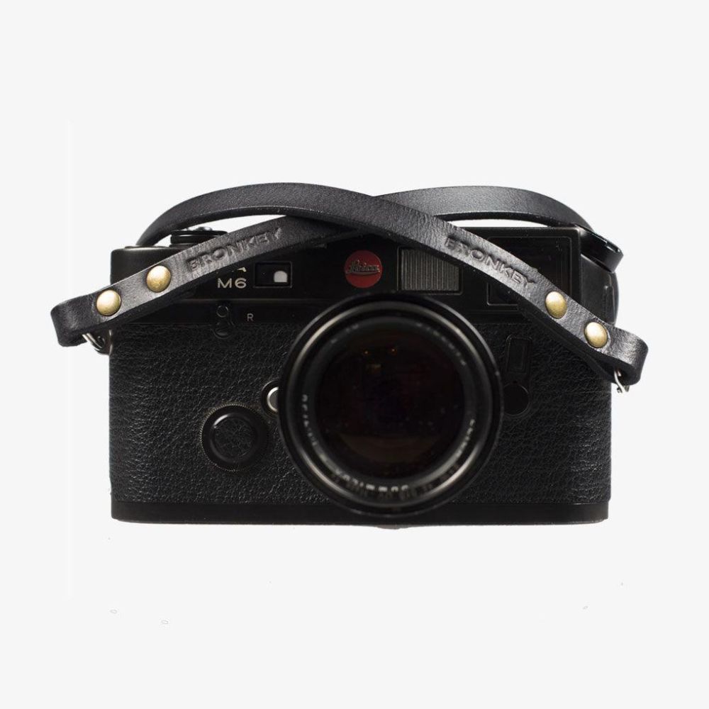 Bronkey Berlin #101 leather camera strap, black 110cm