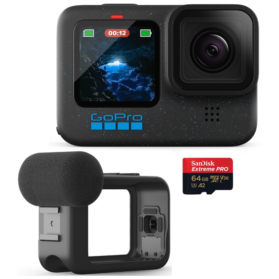 GoPro HERO 9 Black Action Camera + Media Mod + Mic Adapter at Rs